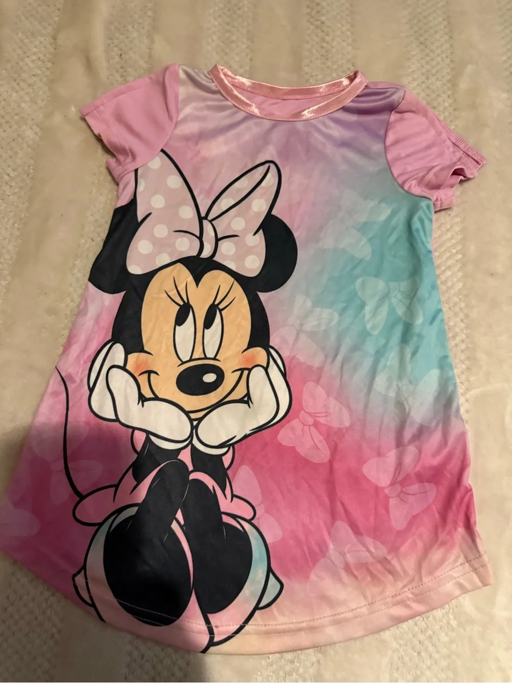 Disney Minnie Mouse Girls' Pink, Purple & Blue Ombre Short-Sleeve Top